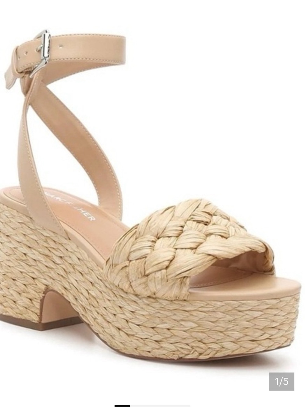 Marc Fisher steel sandals Espadrille Platform
ankle strap natural raffia 8.5